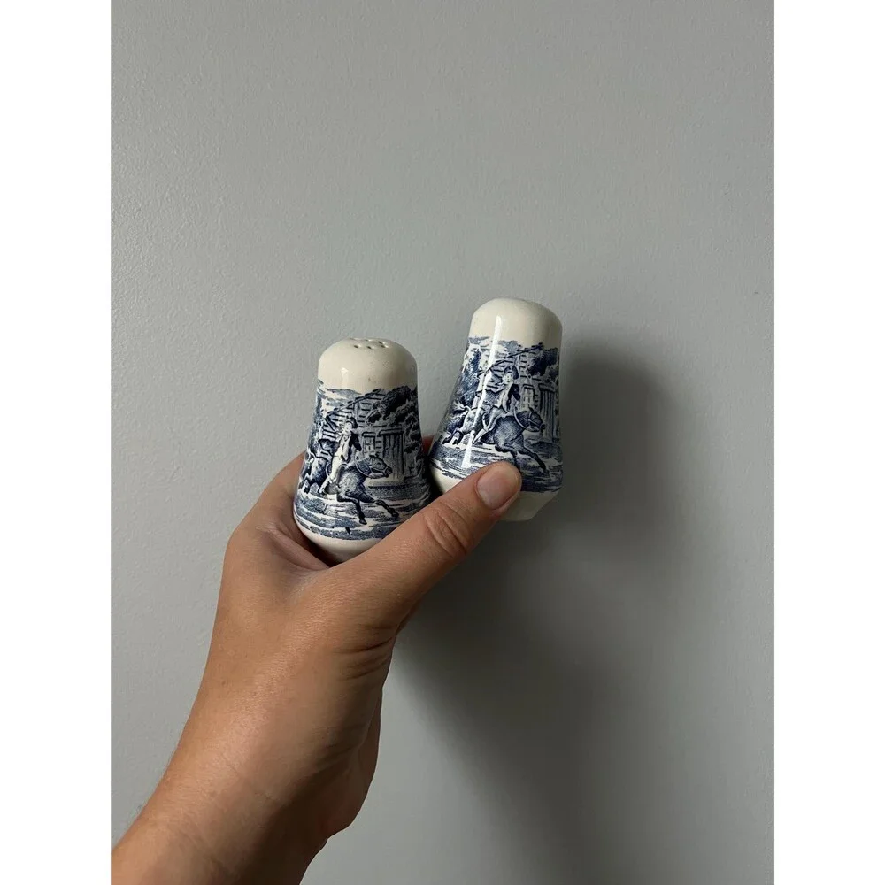 Vintage Blue and White Salt & Pepper Shakers
